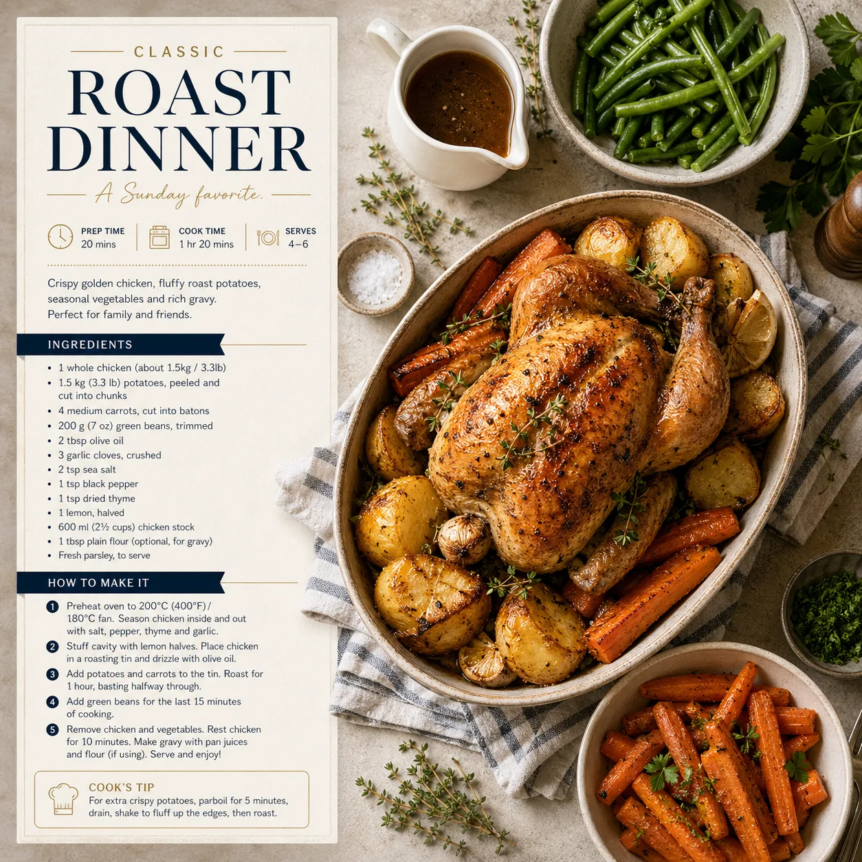 Roast Dinner Recipe Card