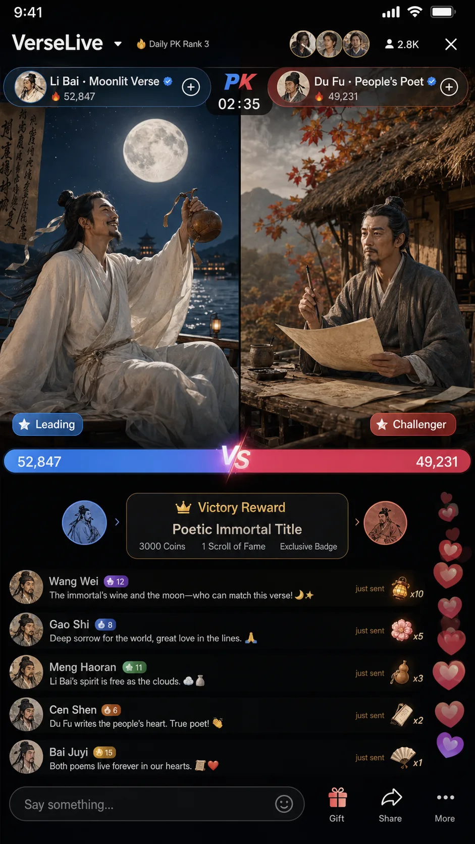 VerseLive Li Bai Du Fu PK Livestream