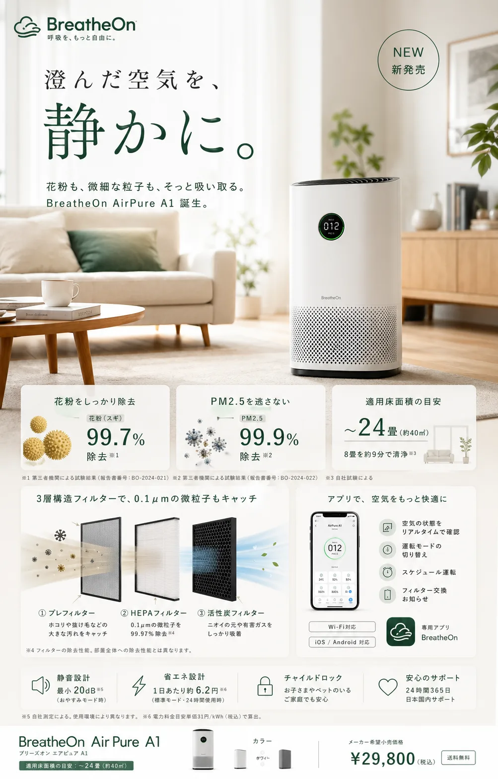 BreatheOn 空気清浄機発売ポスター