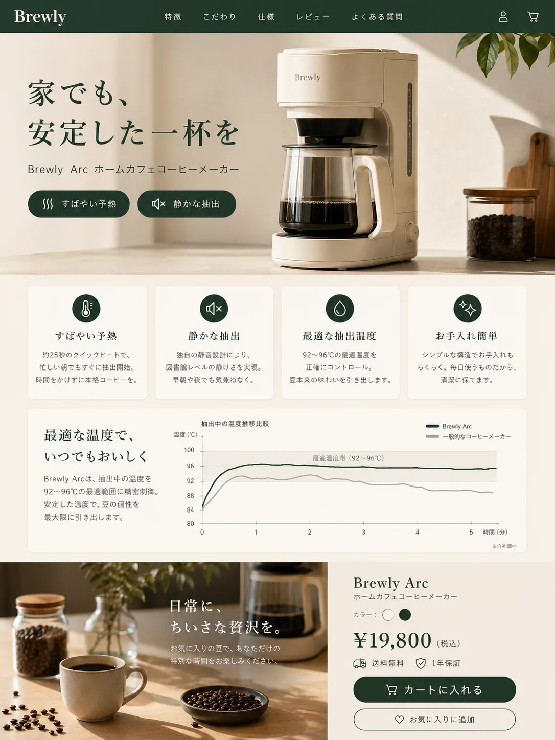 Brewly Arc コーヒーメーカー商品ページ