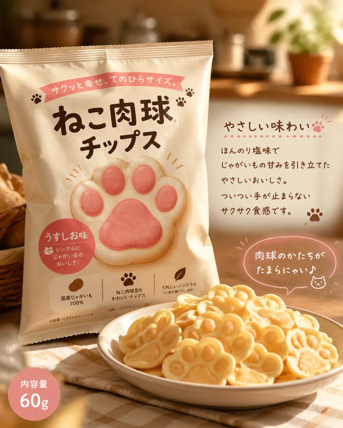 ねこ肉球チップス パッケージ