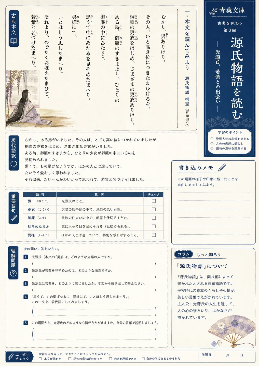 青葉文庫 源氏物語教材ページ