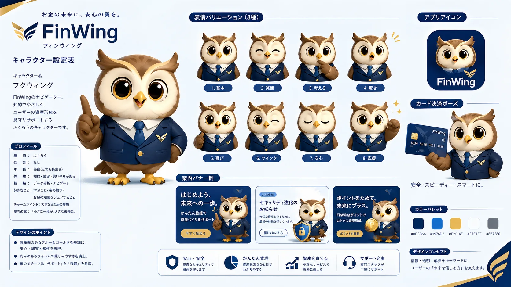 フィンテックふくろうマスコット設定表