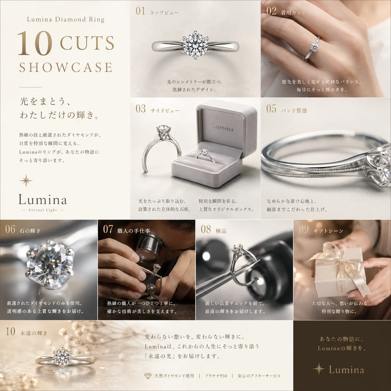 Lumina ダイヤモンドリング10カットショーケース