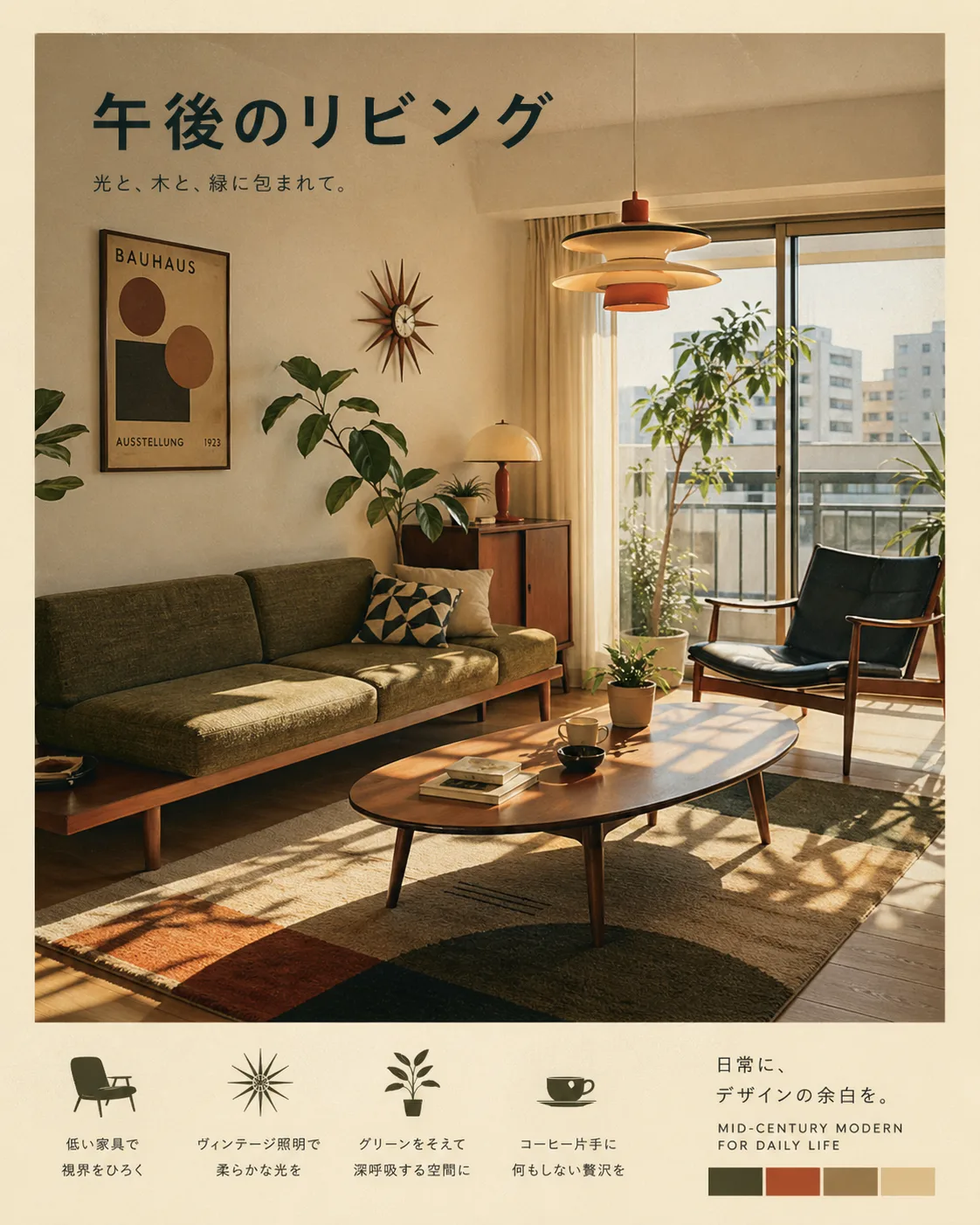 ミッドセンチュリーリビングポスター風変換