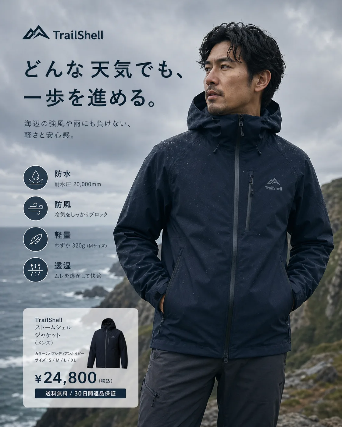 アウトドアジャケット商品撮影ポスター