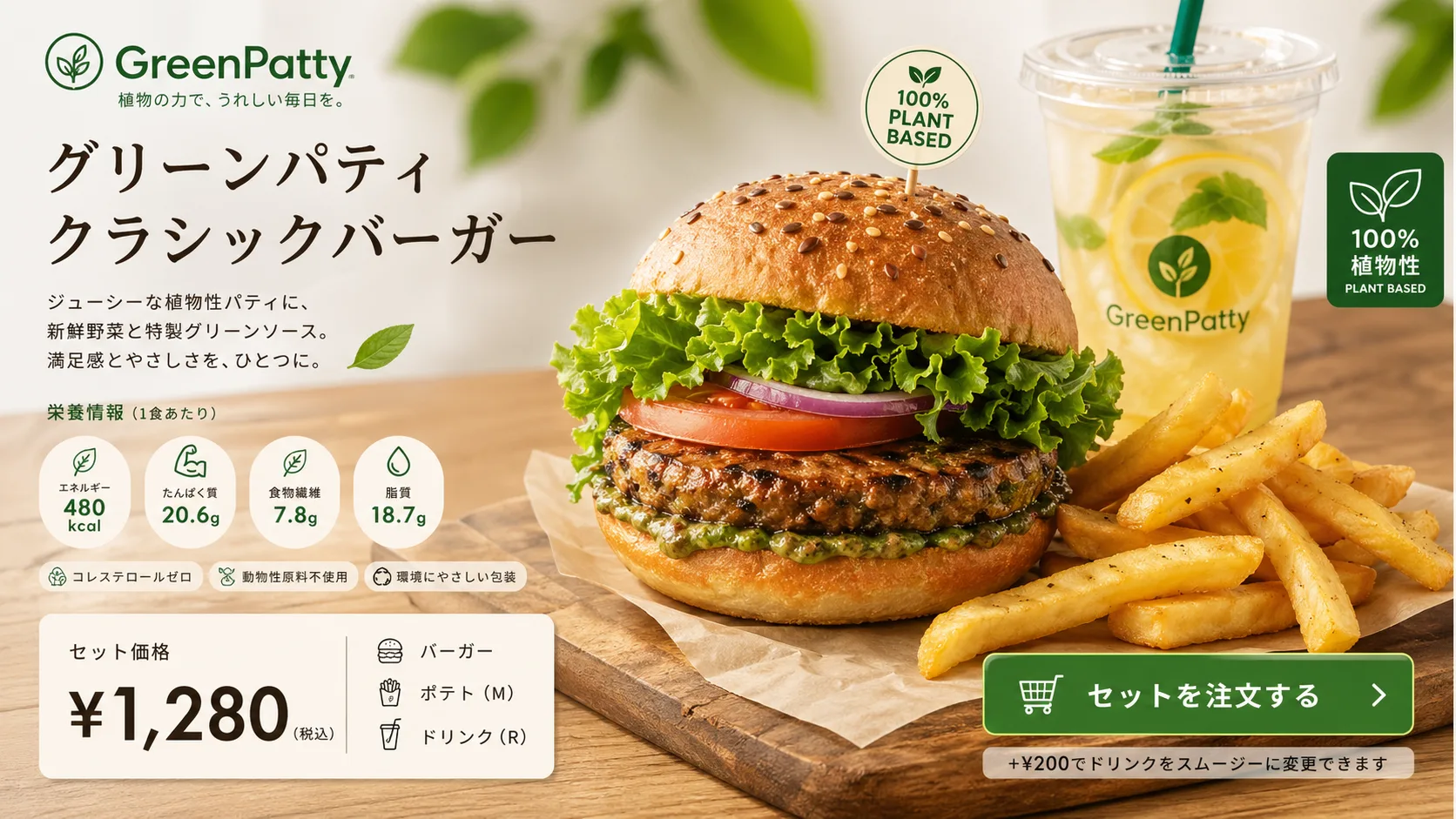 植物性バーガーメニューキービジュアル