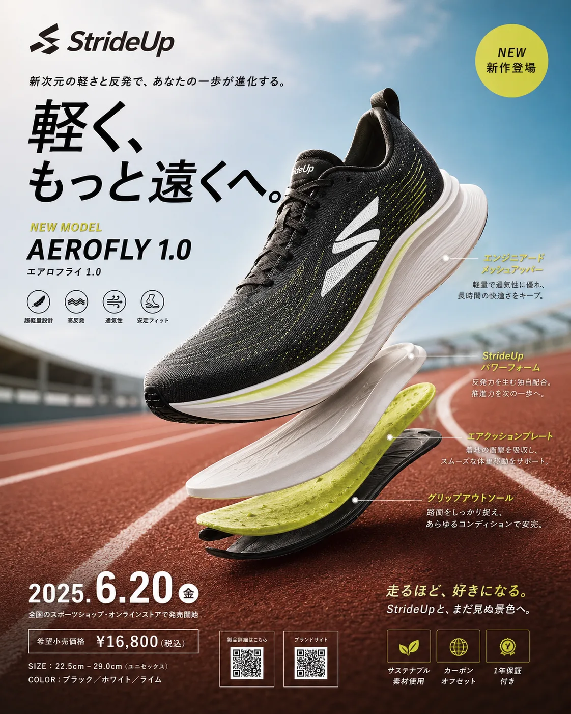 ランニングシューズ新作発売ポスター