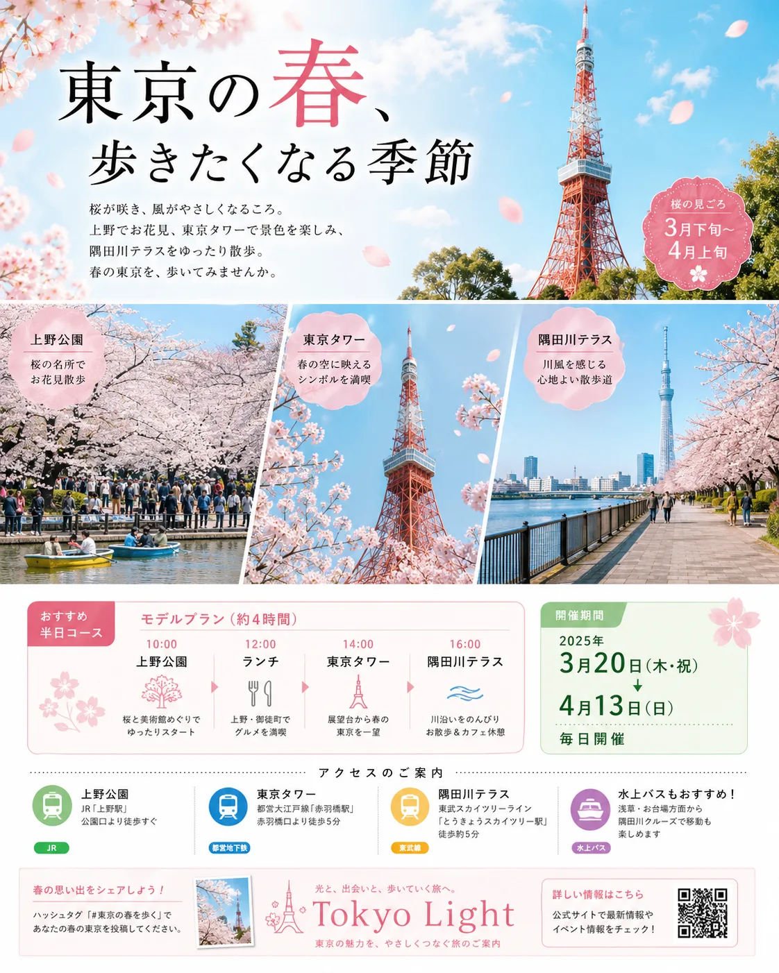 東京春の都市旅行ポスター