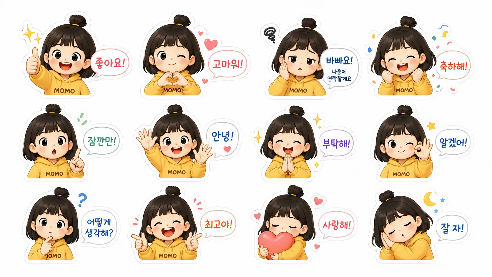 모모 일상 채팅 스티커 시트