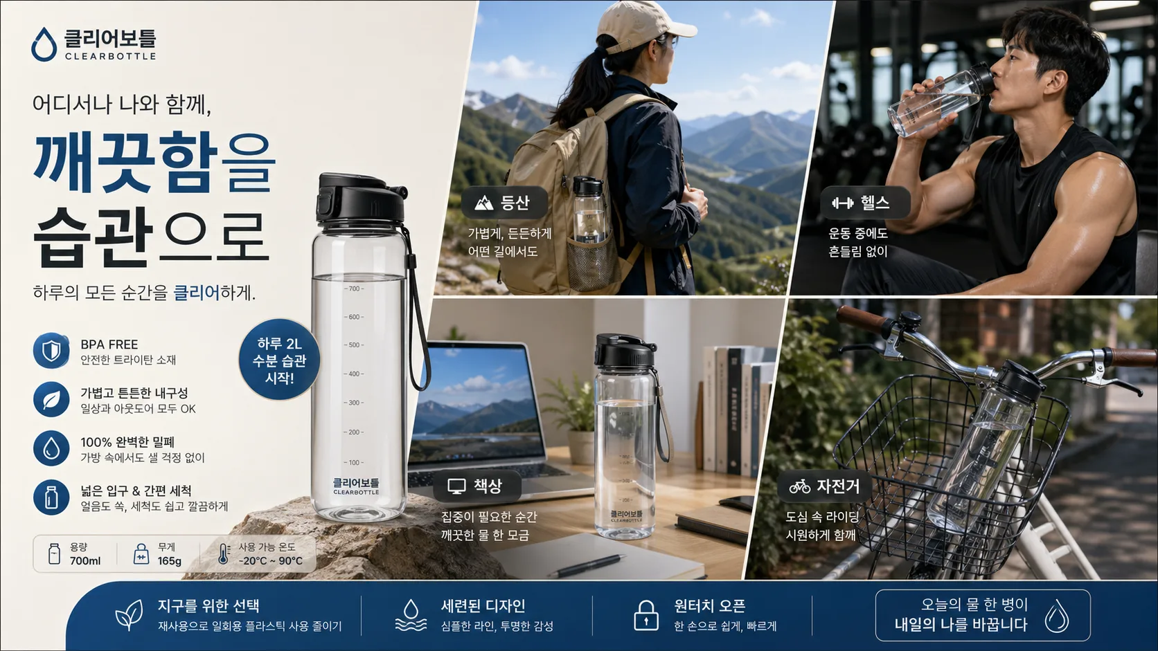 클리어보틀 다중 장면 합성 포스터