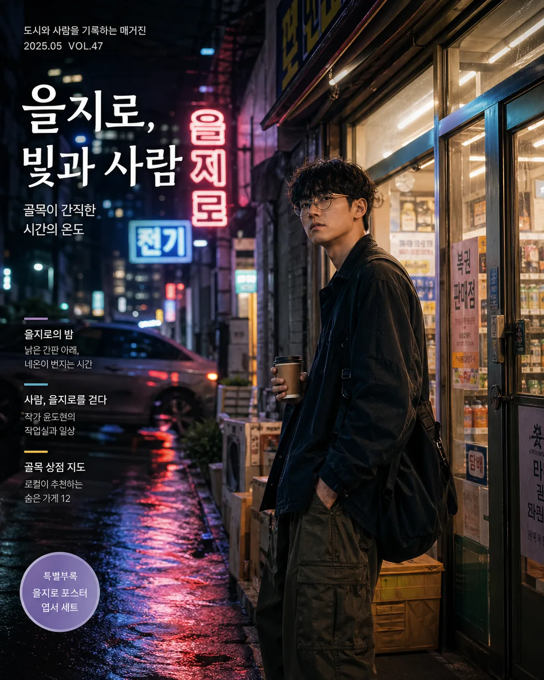을지로 네온 골목 상점 인물 사진