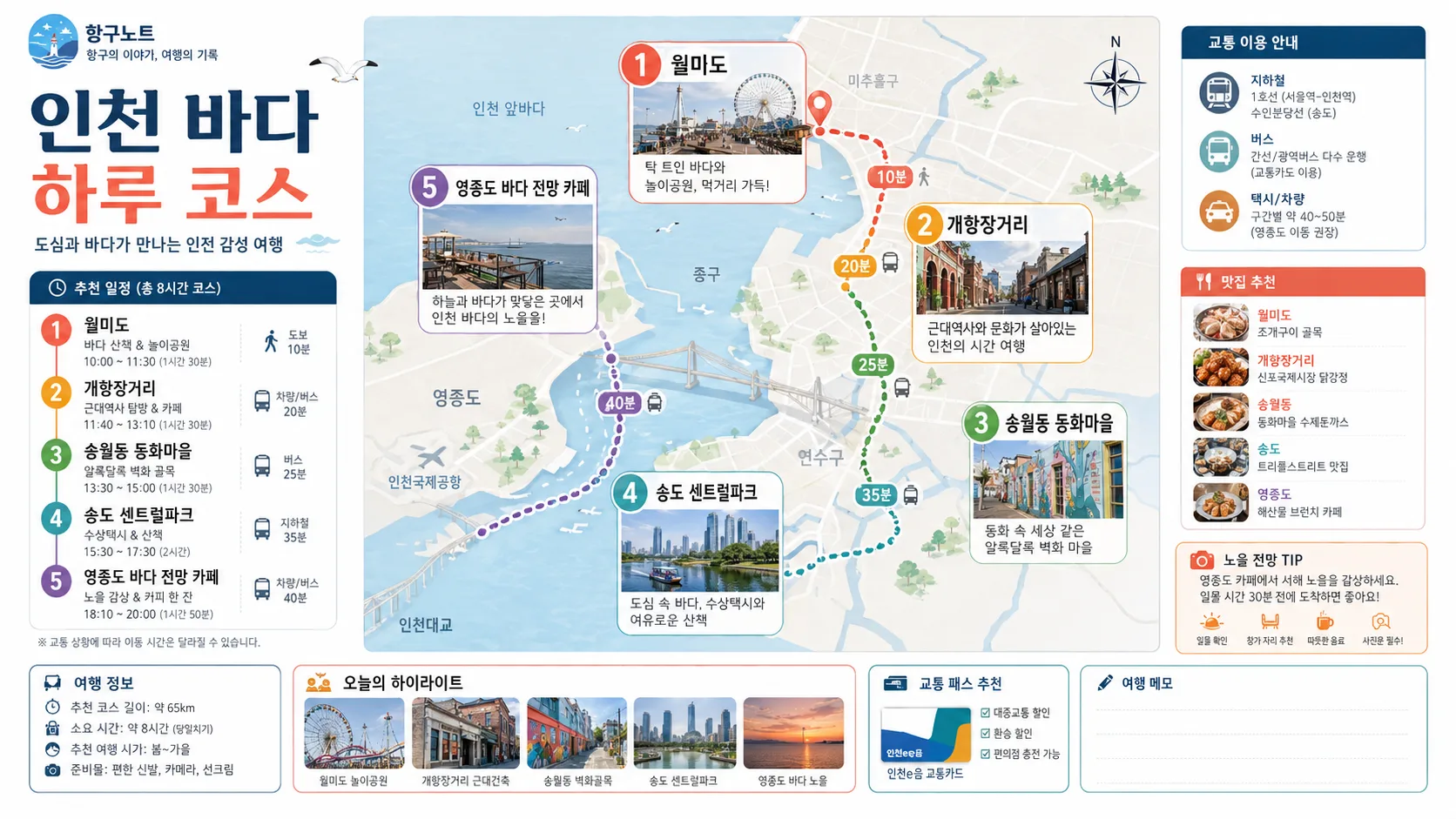 인천 바다 하루 코스 지도