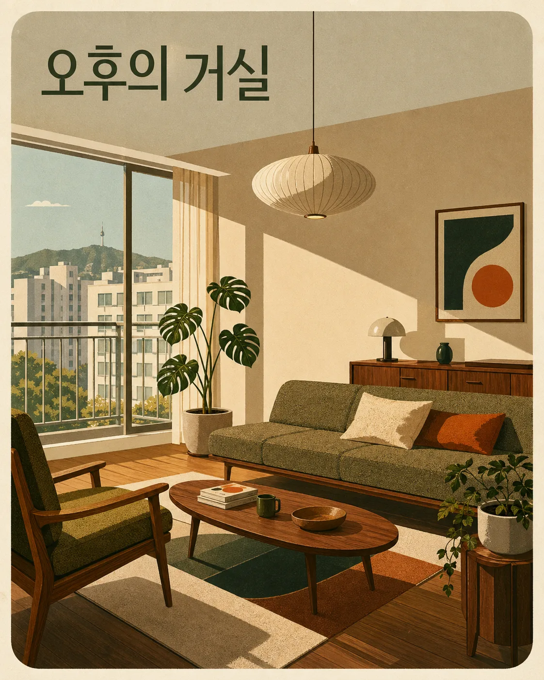 미드센추리 거실 포스터 스타일 변환