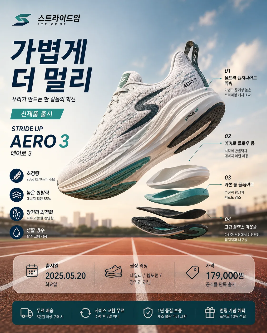 러닝화 신제품 출시 포스터