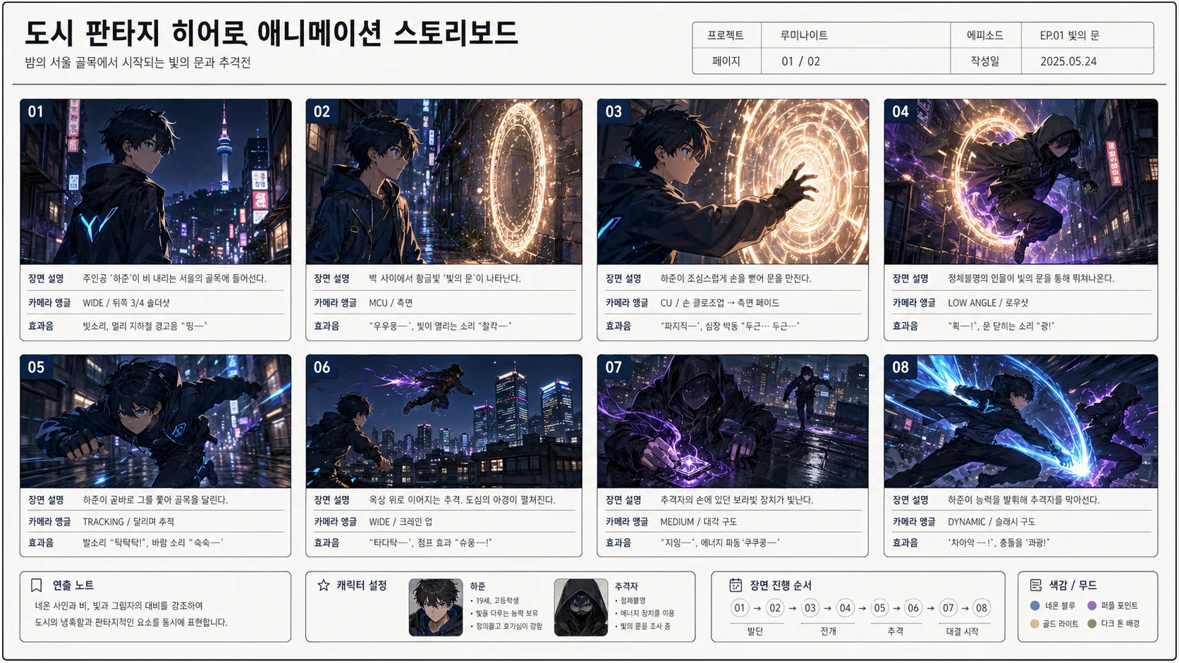 도시 판타지 히어로 애니메이션 스토리보드