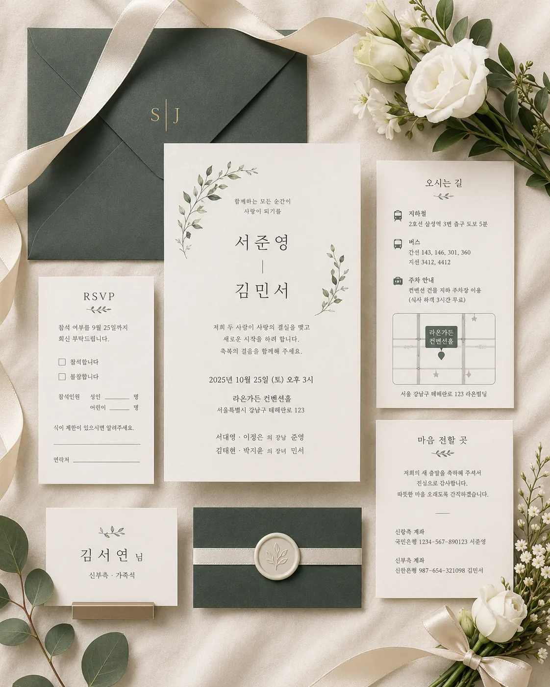 모던 웨딩 초대장 세트