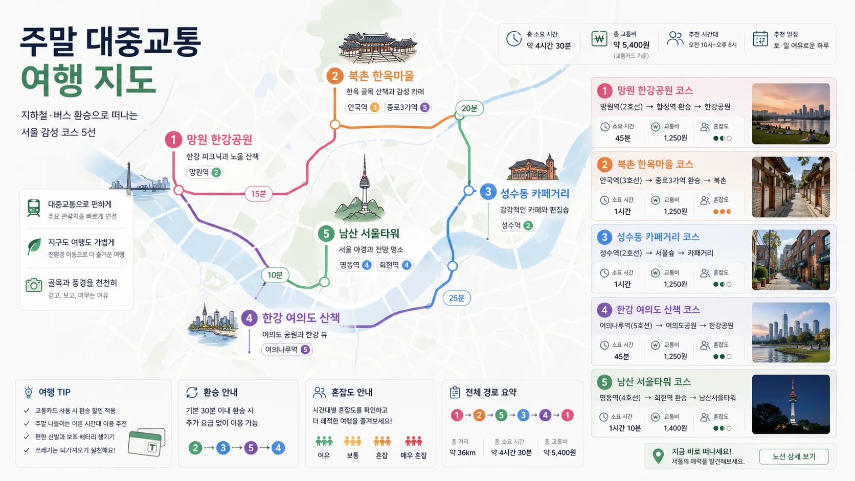 주말 대중교통 여행 지도
