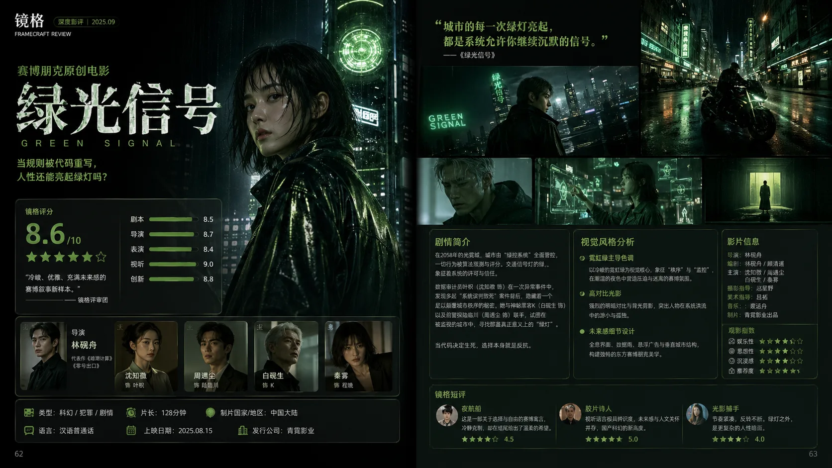 镜格绿光信号电影杂志跨页
