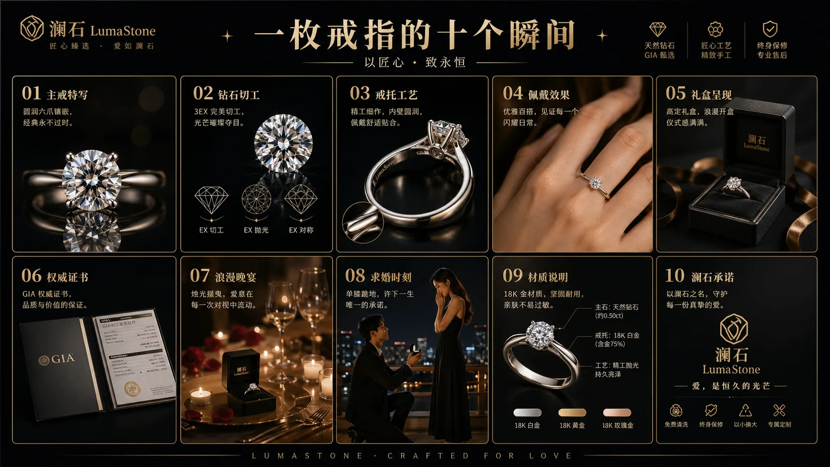 澜石钻戒十宫格珠宝海报