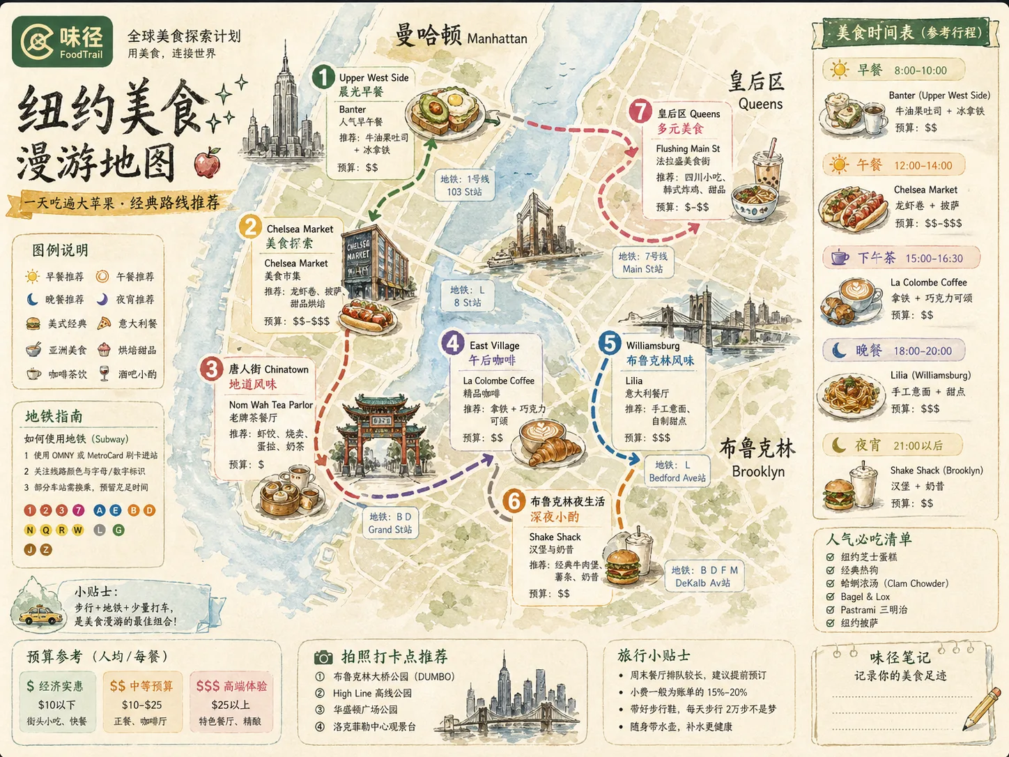 纽约美食漫游地图