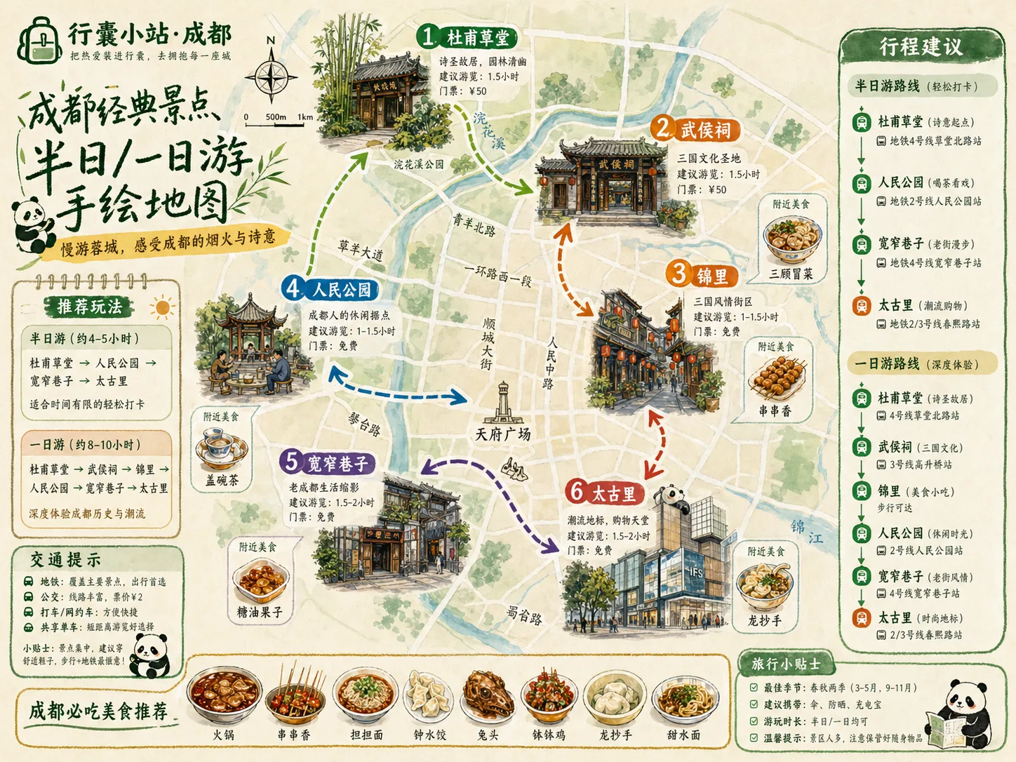 行囊小站成都旅行地图