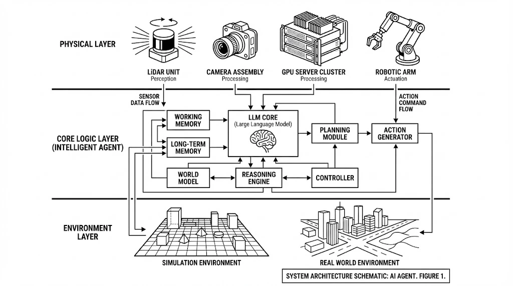 Diagrama de Arquitectura de Sistema de Agente AI Salida