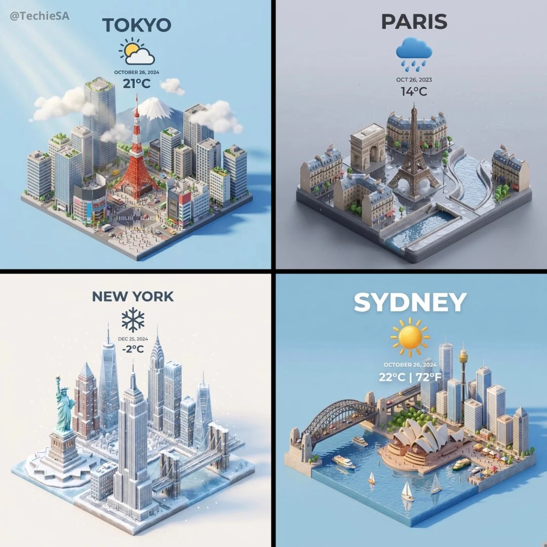 Escena Climática de Ciudad Isométrica Salida