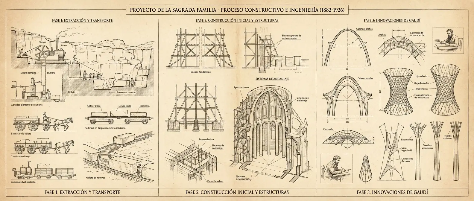 Proceso de Construcción de la Sagrada Familia en Vistas de Ingeniería Exquisitas: Viaje de Construcción de 0 a 1 Salida