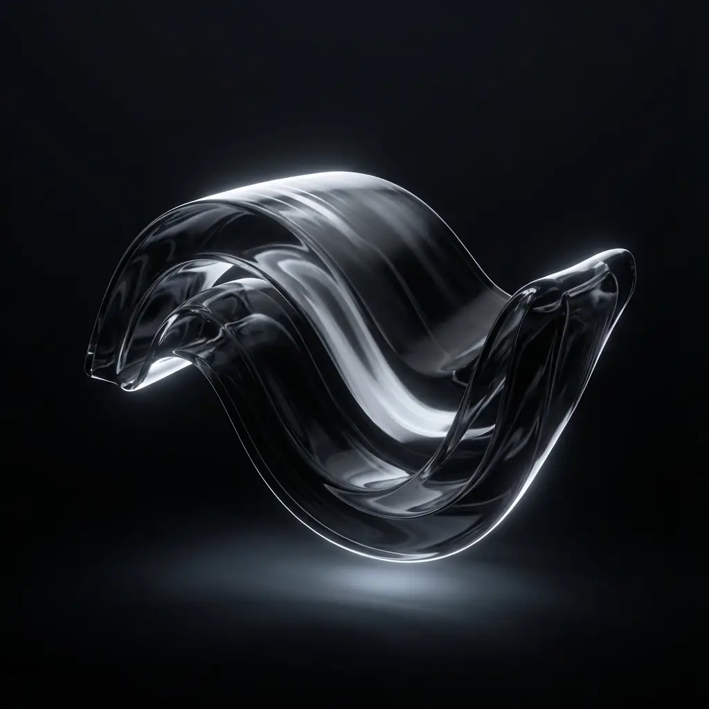 Objeto 3D de Vidrio Negro Transparente Hiperrealista: Diseño Flotante Minimalista Futurista Salida