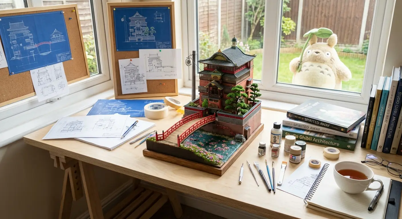 Spirited Away 목욕탕 미니어처 디오라마: Studio Ghibli 장면이 있는 공예가 책상 출력