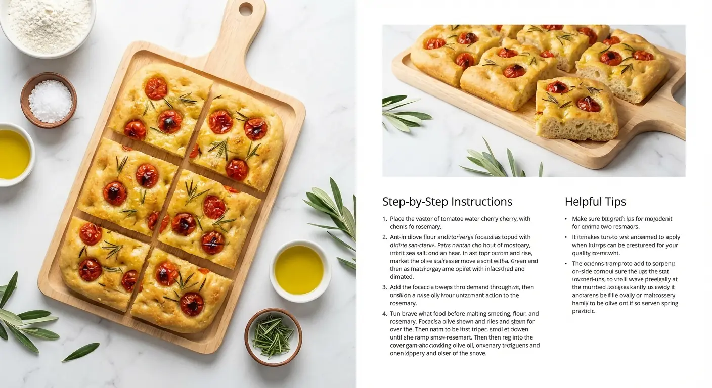 Infografía de Receta Moderna: Focaccia Italiana Auténtica con Romero Salida