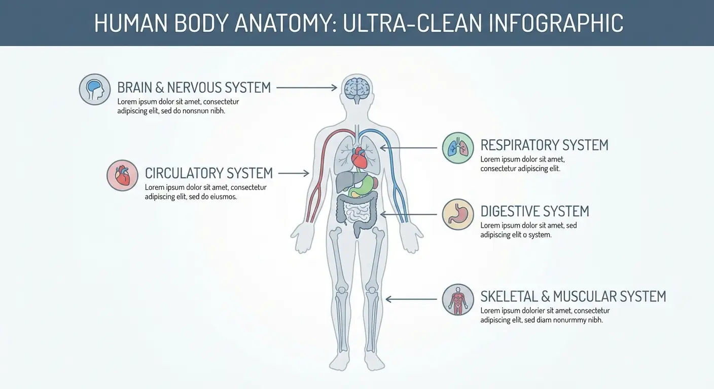 Infografía Anatómica Ultra Limpia: Estructura Detallada del Cuerpo Humano Salida