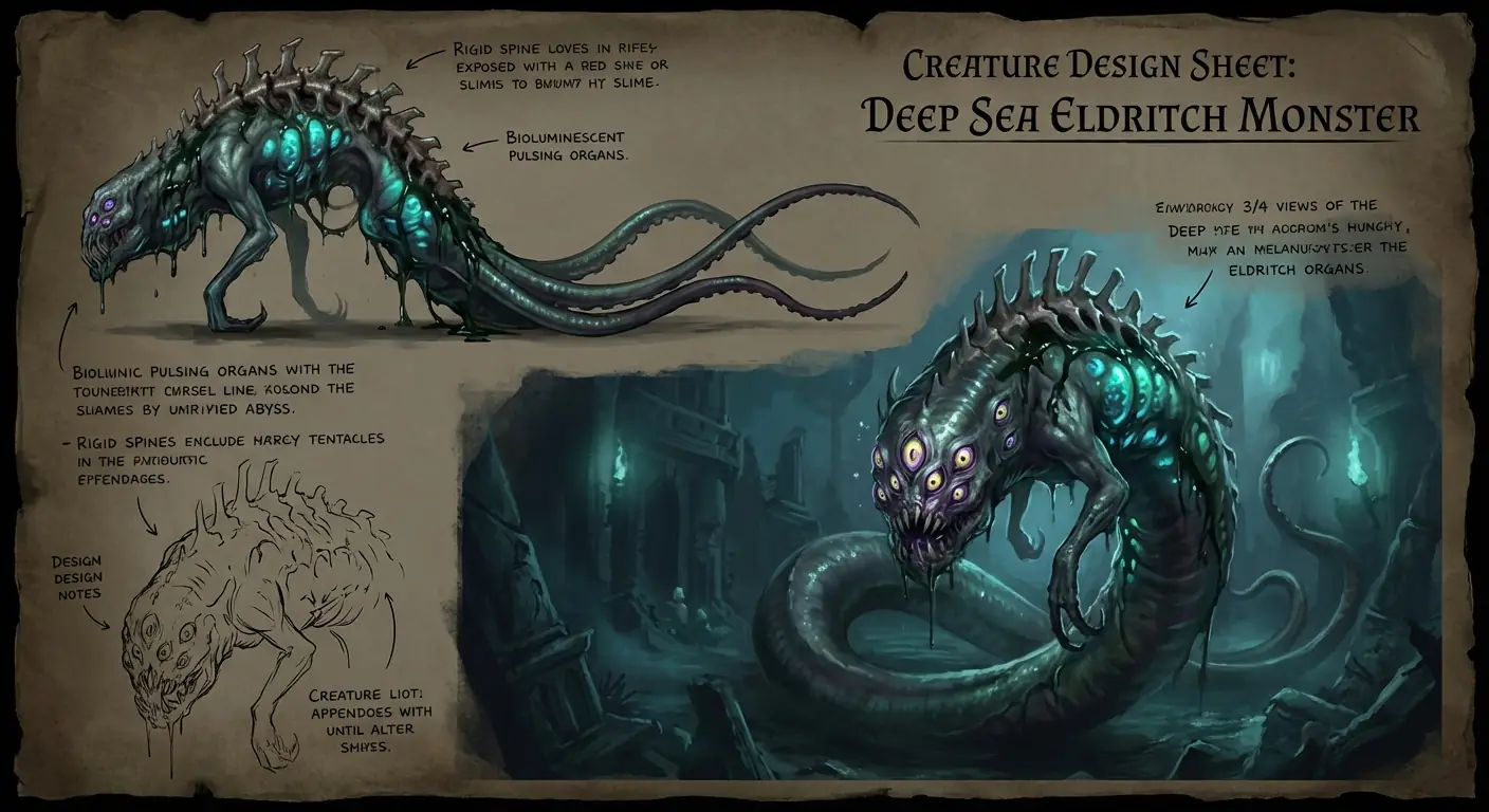 Dark Fantasy Deep Sea Monster Design