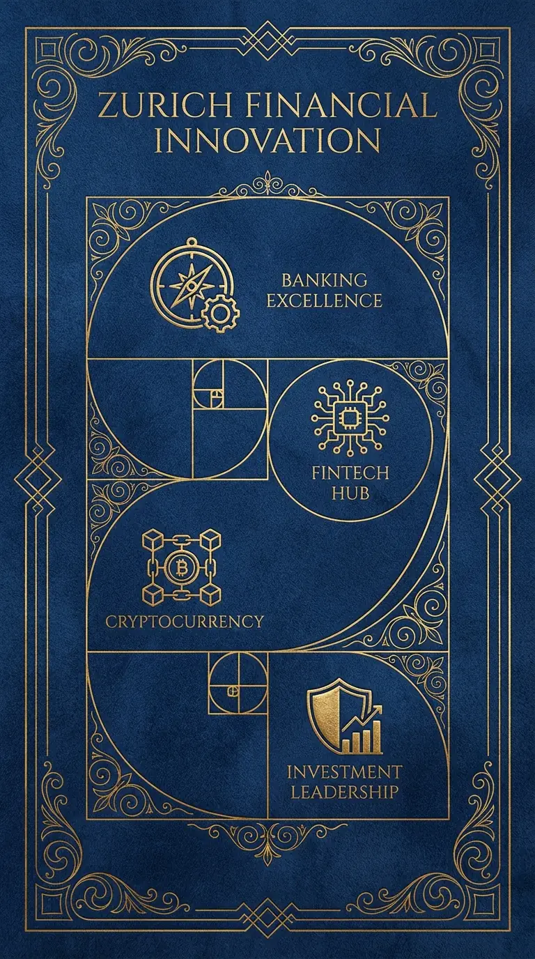 Zurich Financial Innovation infographic, premium gold-foil embossed