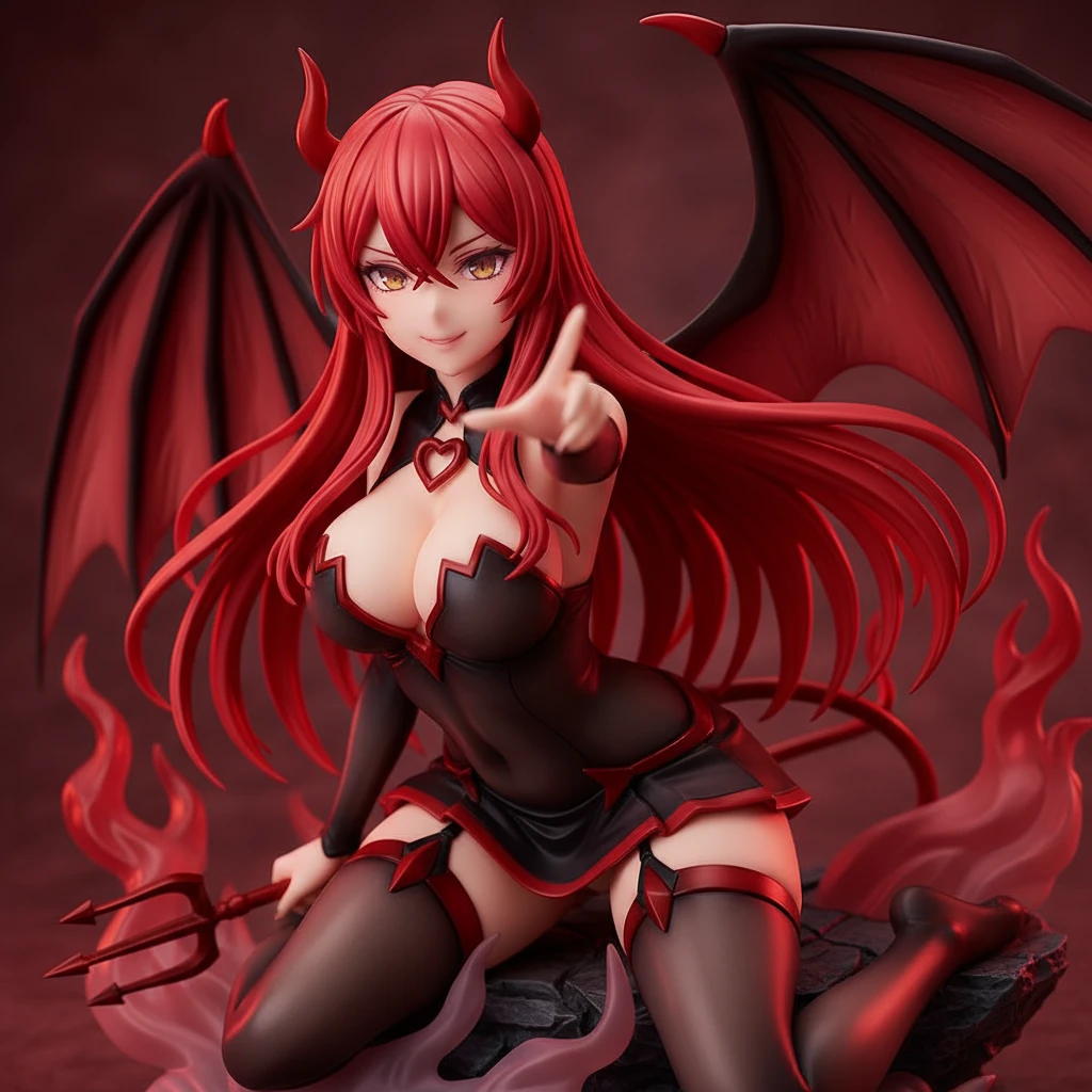 A seductive anime figure of a devil girl in a provocative pose.
