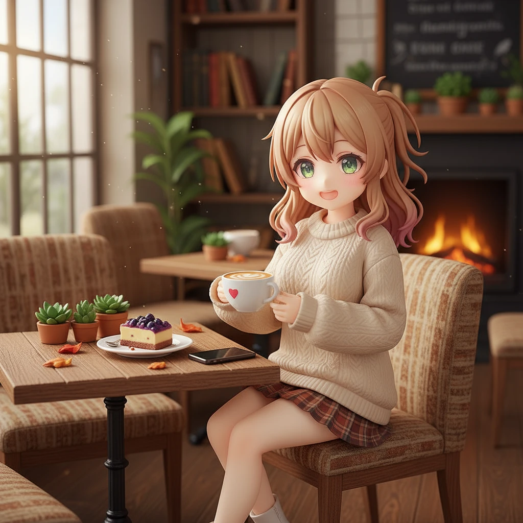 A basic anime figure of a cute girl in a cafe setting.