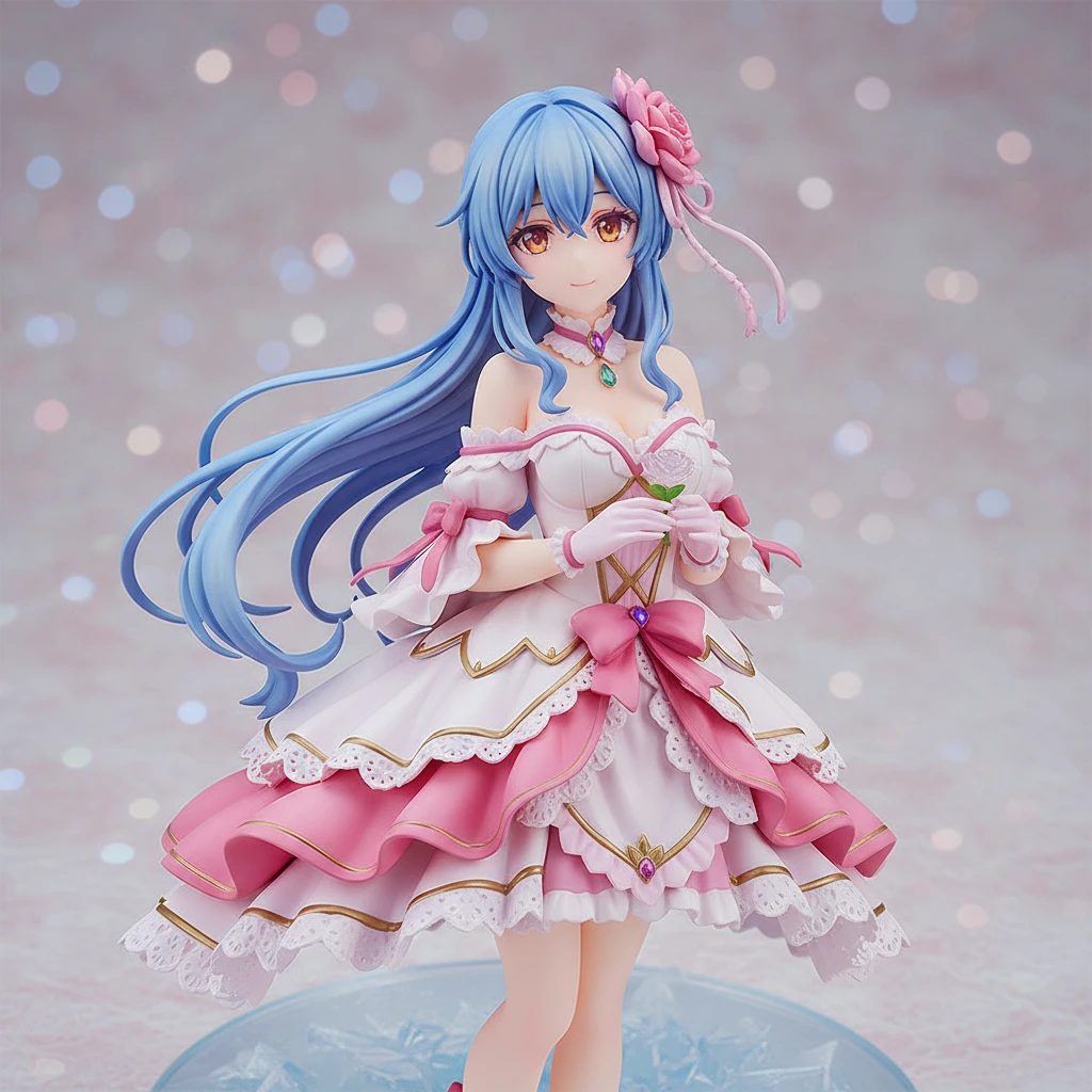 A standard anime scale figure of a beautiful girl with blue hair and a side ponytail.